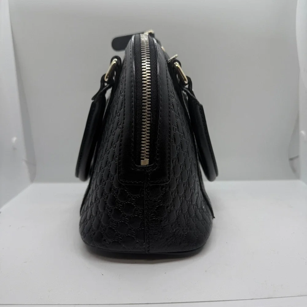 Gucci Microguccissima Mini Dome‎ Satchel Black Leather Crossbody Bag Handbag GG